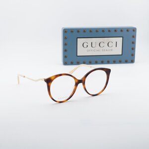 Gucci GG1009O 001 Round Eyeglasses 52mm Havana/Gold
